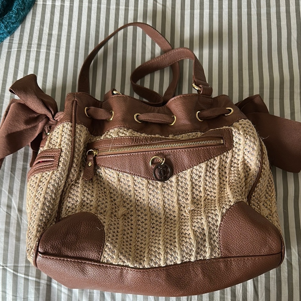 Brown and Cream Women's Bag